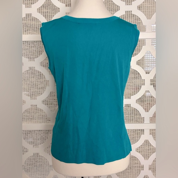 Ming Wang Turquoise Sleeveless Tank Top Medium Knit Aqua Blue Designer Sweater - Picture 7 of 10